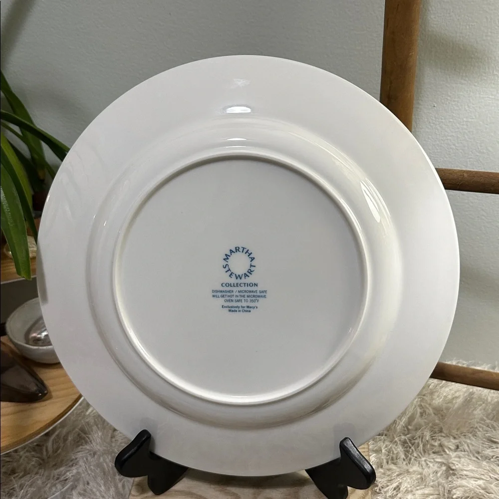 Martha Stewart For Macy's Stockholm Blue &‎ White Pattern Dinner Plates Set Of 4
